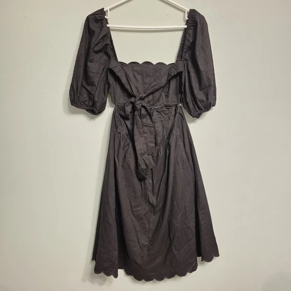 O.P.T Women's Boho Cottagecore Black Midi Open Back Dress Size Small - Picture 5 of 9